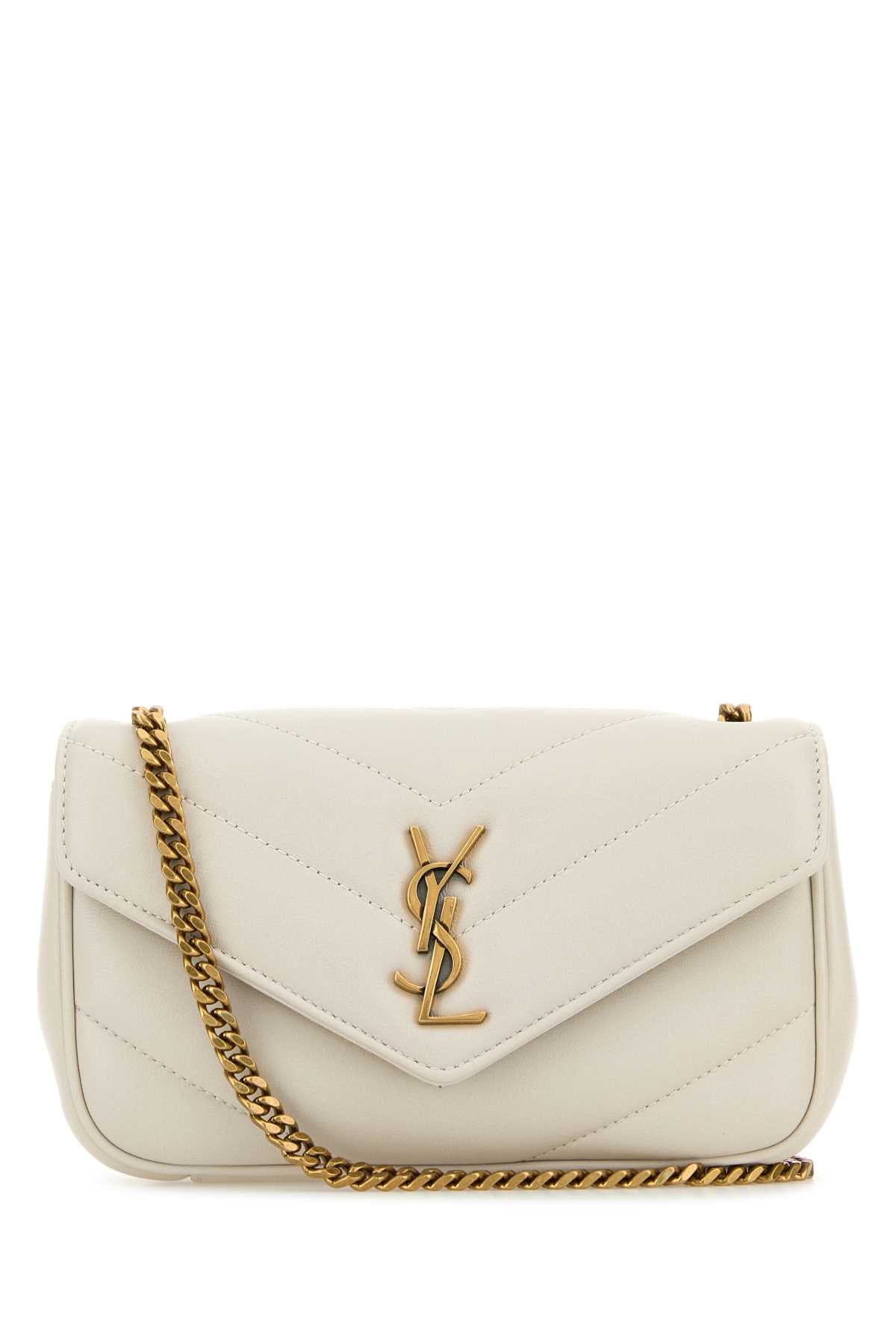 SAINT LAURENT Saint Laurent Women Ivory Leather Mini Loulou Crossbody Bag