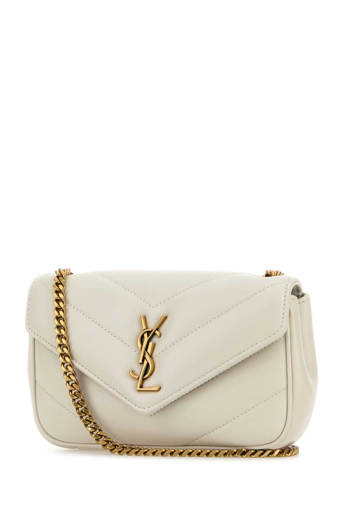 SAINT LAURENT Saint Laurent Women Ivory Leather Mini Loulou Crossbody Bag
