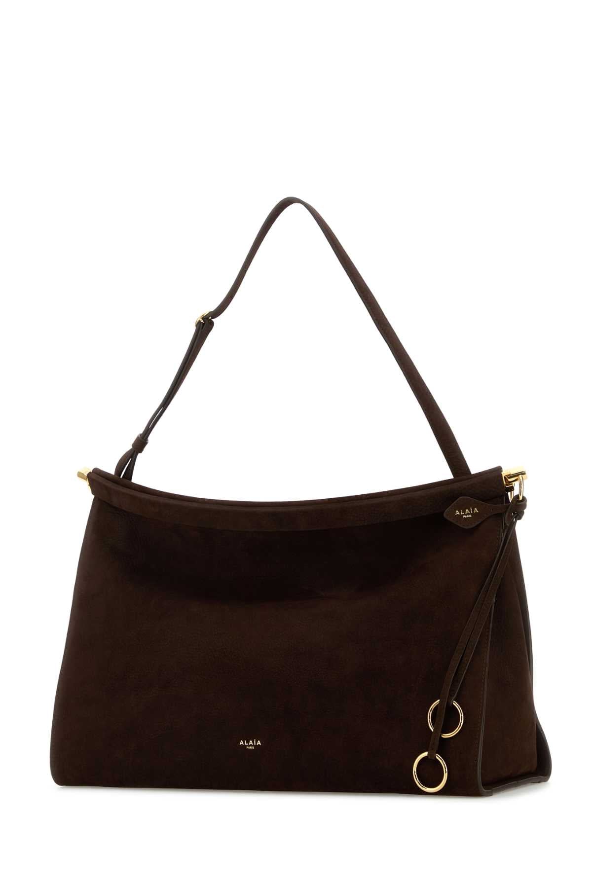 ALAIA Alaia Women Brown Suede Large East West Shoulder Bag