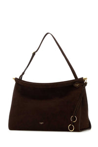 ALAIA Alaia Women Brown Suede Large East West Shoulder Bag