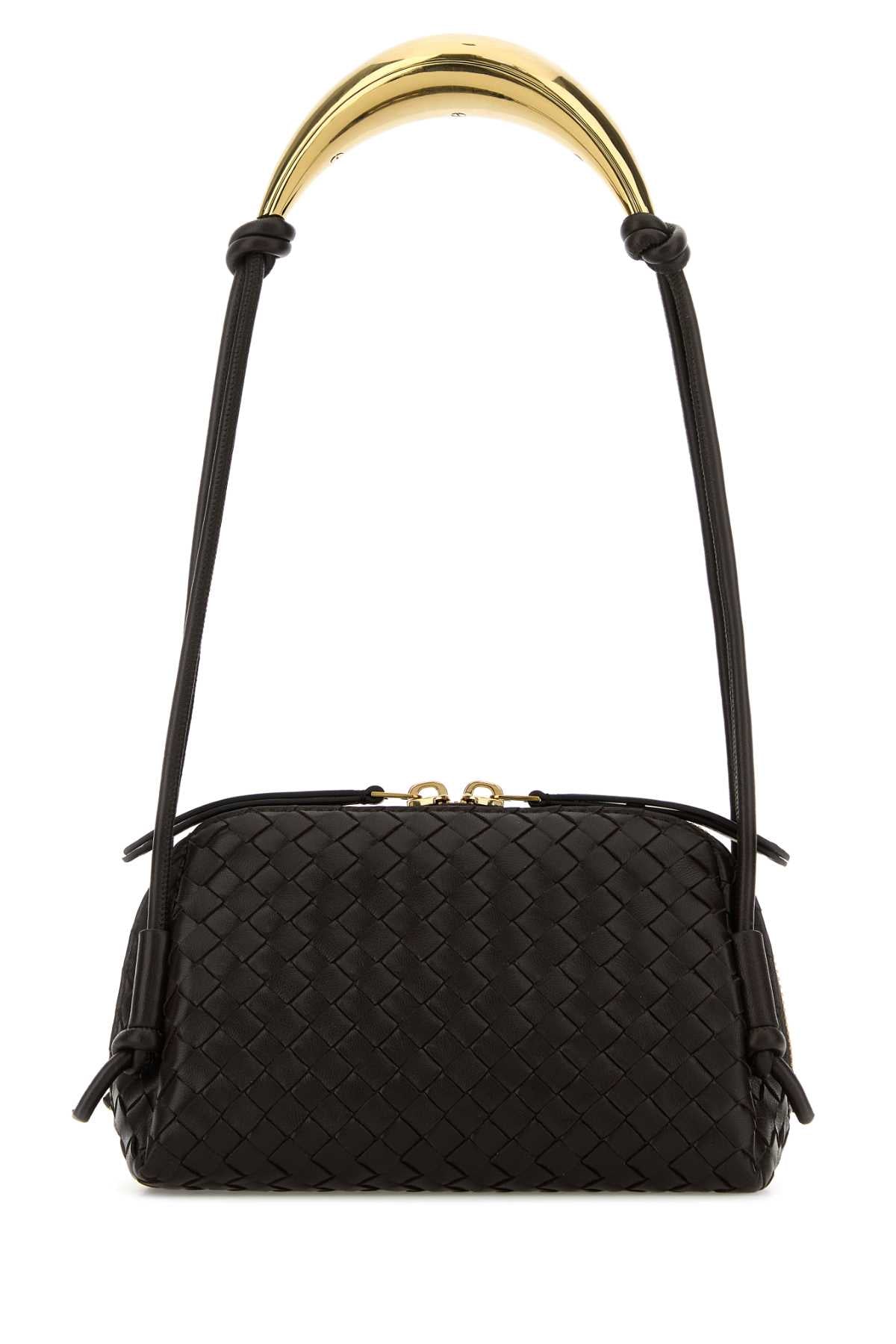 Bottega Veneta Women Dark Brown Leather Concert Shoulder Bag