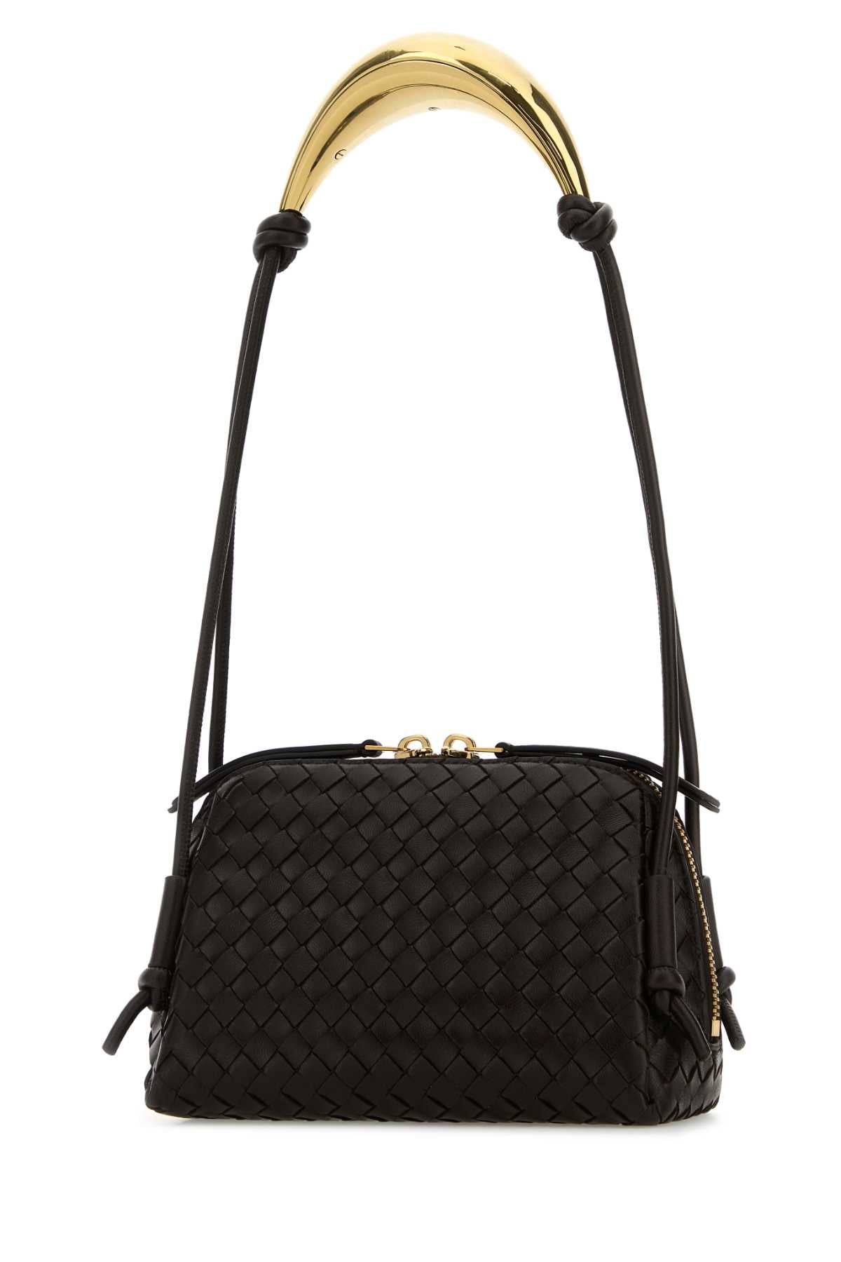 Bottega Veneta Women Dark Brown Leather Concert Shoulder Bag