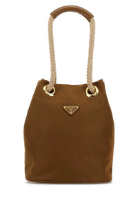 Prada Women Camel Re-Nylon Prada Mariner Bucket Bag