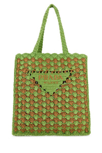 Prada Women Two-Tone Raffia Shopping Bag