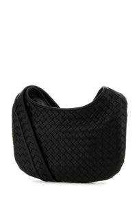 Bottega Veneta Men Black Leather Small Veneto Crossbody Bag