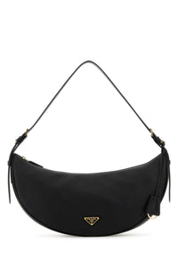 Prada Women Black Leather Large Prada Demi-Lune Crossbody Bag
