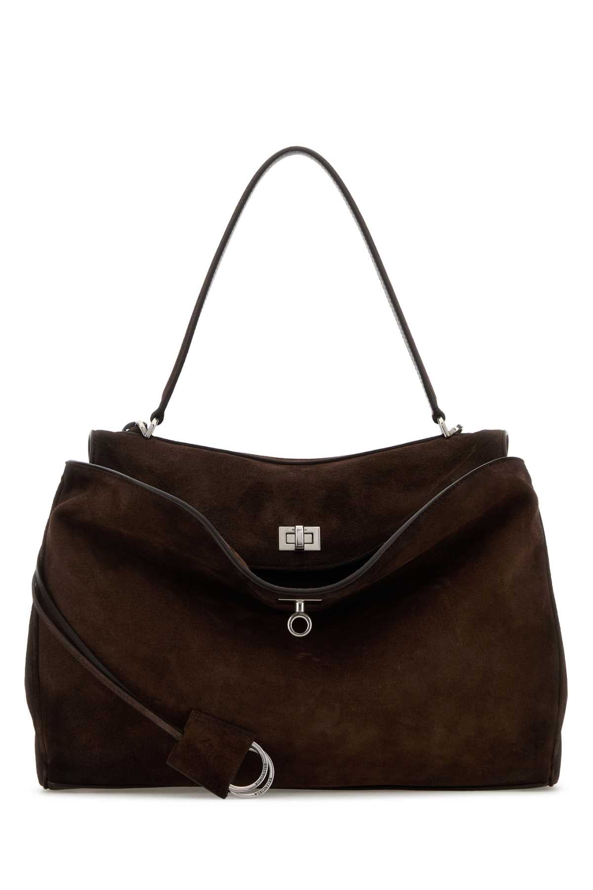 BALENCIAGA Balenciaga Women Dark Brown Suede Medium Rodeo Handbag