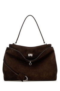 BALENCIAGA Balenciaga Women Dark Brown Suede Medium Rodeo Handbag