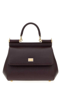 Dolce & Gabbana Women Aubergine Leather Medium Sicily Handbag