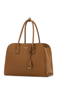 Prada Women Camel Leather Medium Shopping Bag