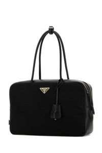 Prada Women Black Leather And Re-Nylon Handbag