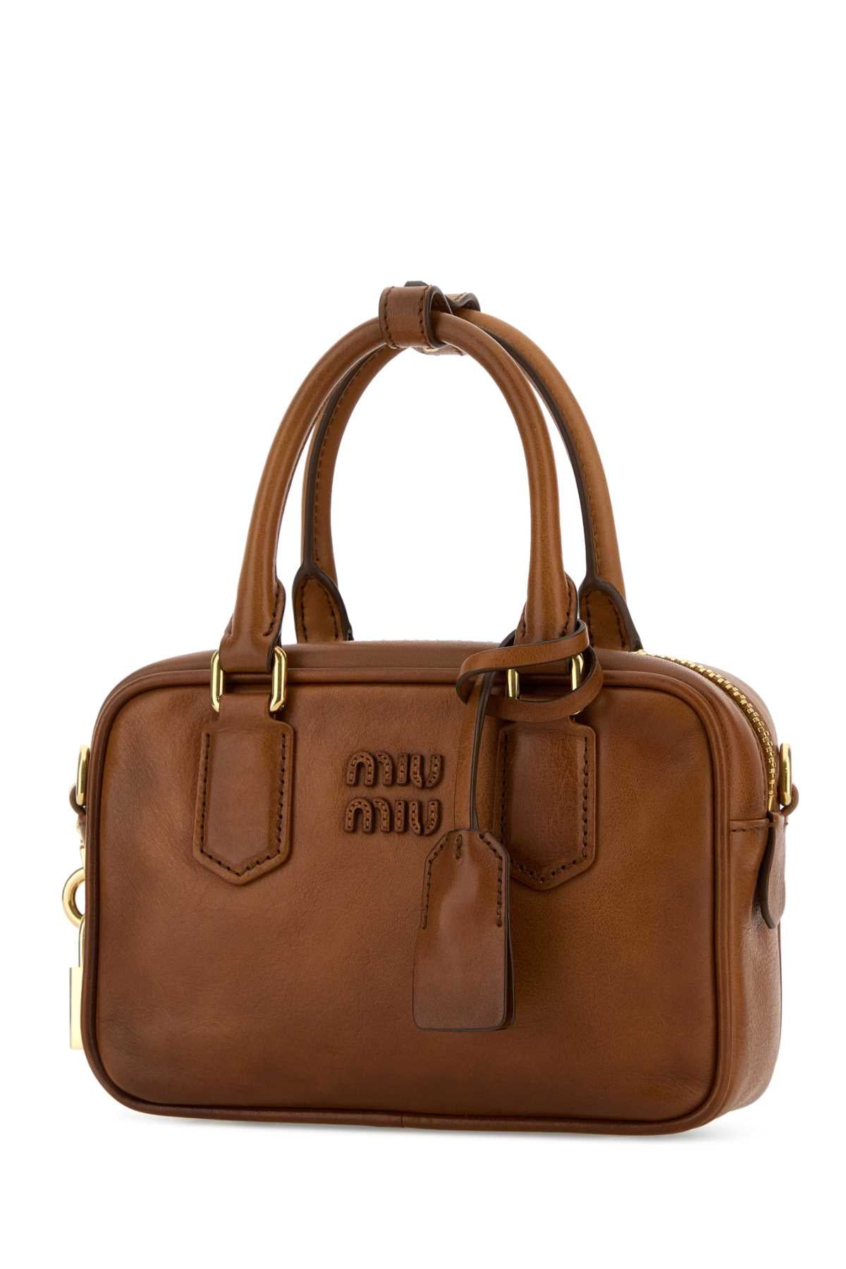 Miu Miu Women Caramel Leather Arcadie Handbag
