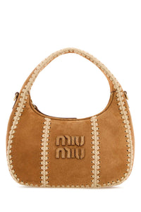 Miu Miu Women Beige Suede Handbag