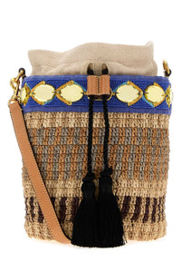 VALENTINO GARAVANI Valentino Garavani Women Embroidered Raffia Vlogo Signature Bucket Bag