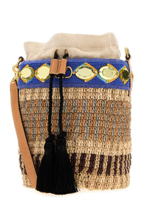 VALENTINO GARAVANI Valentino Garavani Women Embroidered Raffia Vlogo Signature Bucket Bag