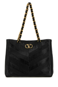 VALENTINO GARAVANI Valentino Garavani Women Black Leather Laseine Shopping Bag