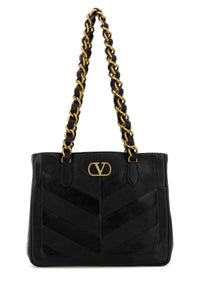 VALENTINO GARAVANI Valentino Garavani Women Black Leather La Seine Shopping Bag