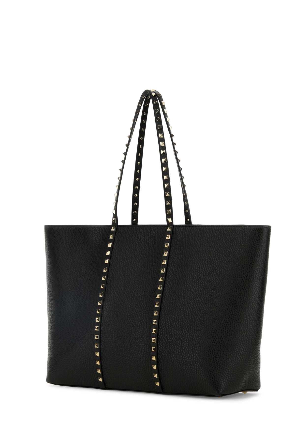VALENTINO GARAVANI Valentino Garavani Women Black Leather Medium Rockstud Shopping Bag