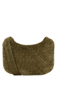 Bottega Veneta Men Sage Green Suede Crossbody Bag