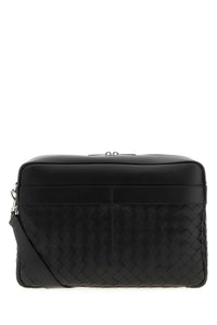 Bottega Veneta Men Black Leather Crossbody Bag