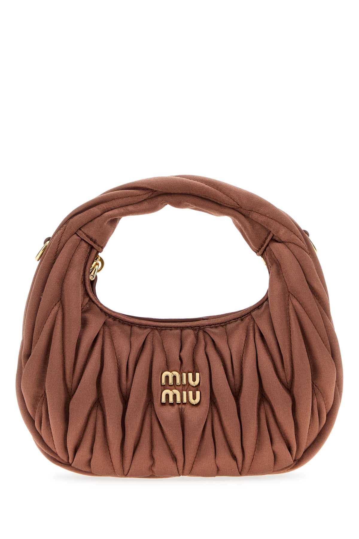 Miu Miu Women Antiqued Pink Satin Mini Wander Handbag