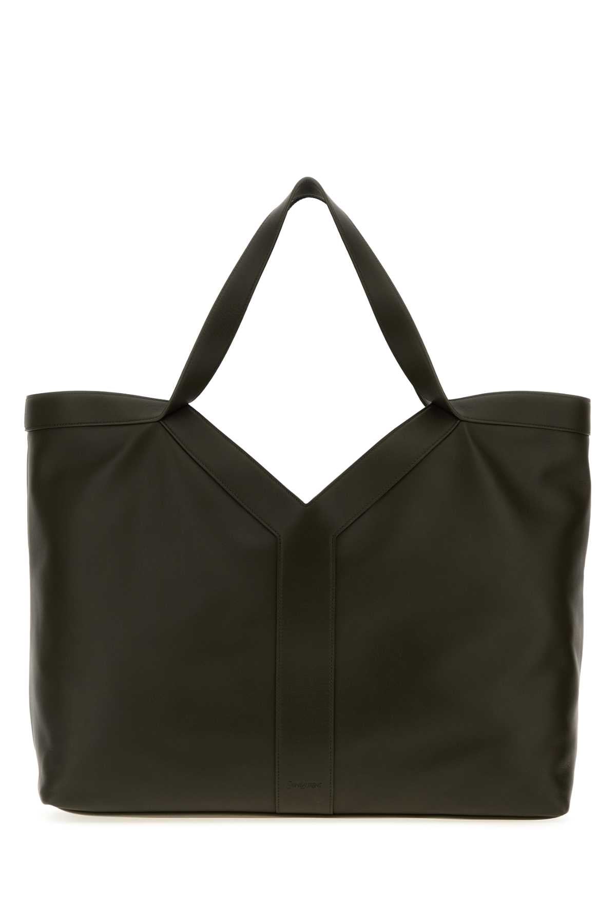 Saint Laurent Men Mud Leather Oversize Shopping Bag