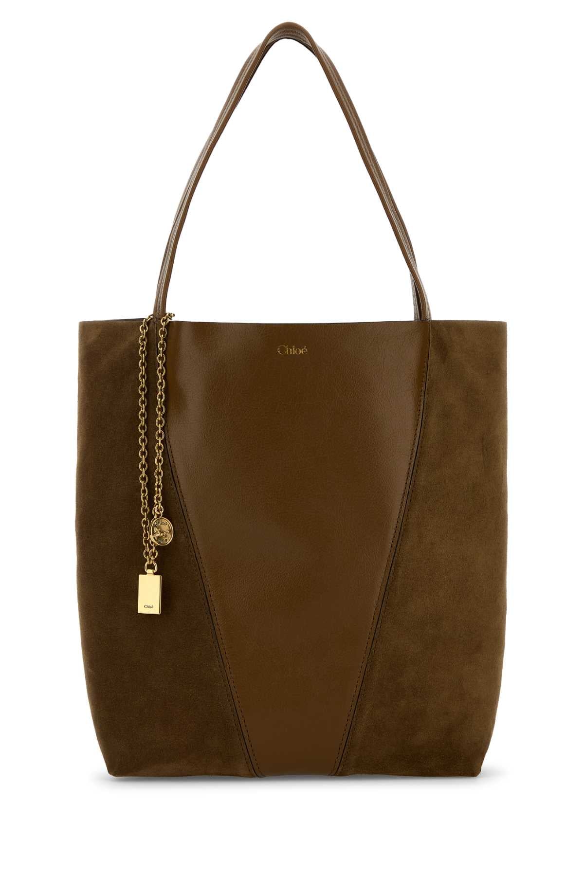 CHLOE Chloe Women Brown Leather And Suede Chloã¨ Spin Shopping Bag