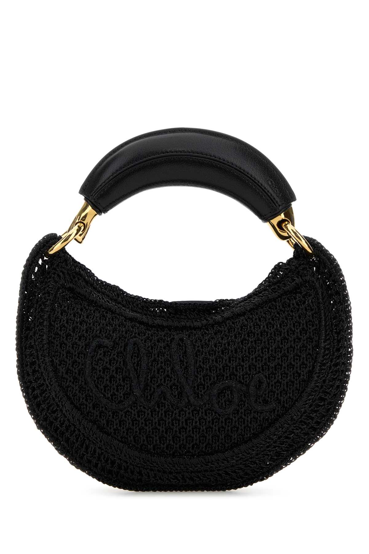 CHLOE Chloe Women Black Raffia Mini Summer Banana Handbag
