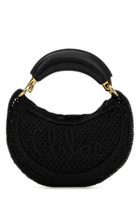 CHLOE Chloe Women Black Raffia Mini Summer Banana Handbag