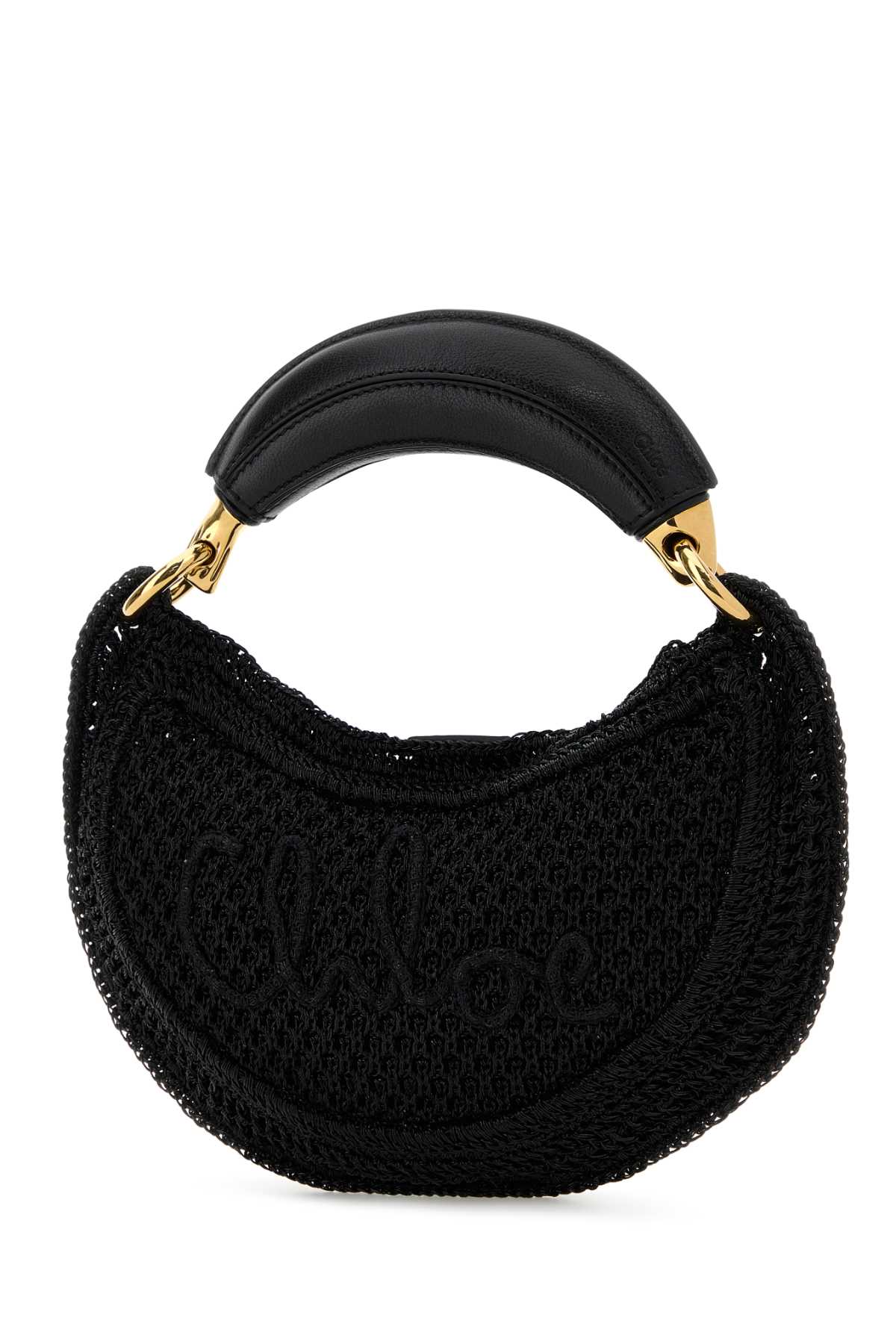 CHLOE Chloe Women Black Raffia Mini Summer Banana Handbag