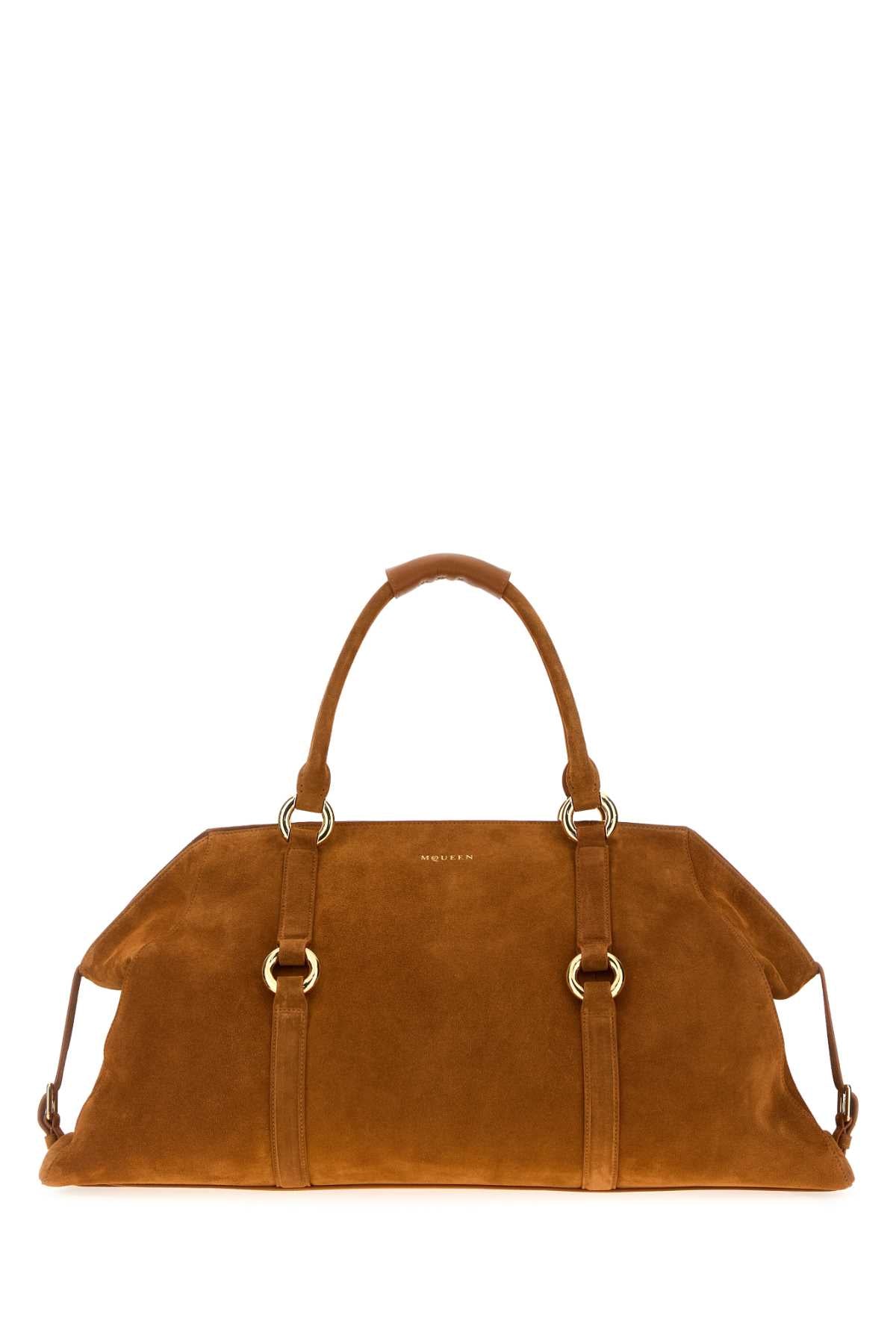 Alexander Mcqueen Men Caramel Suede Farringdon Maxi Handbag