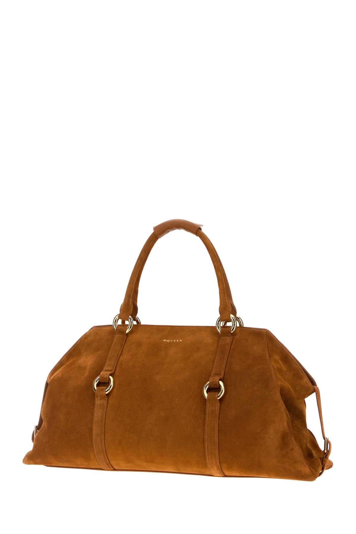 Alexander Mcqueen Men Caramel Suede Farringdon Maxi Handbag