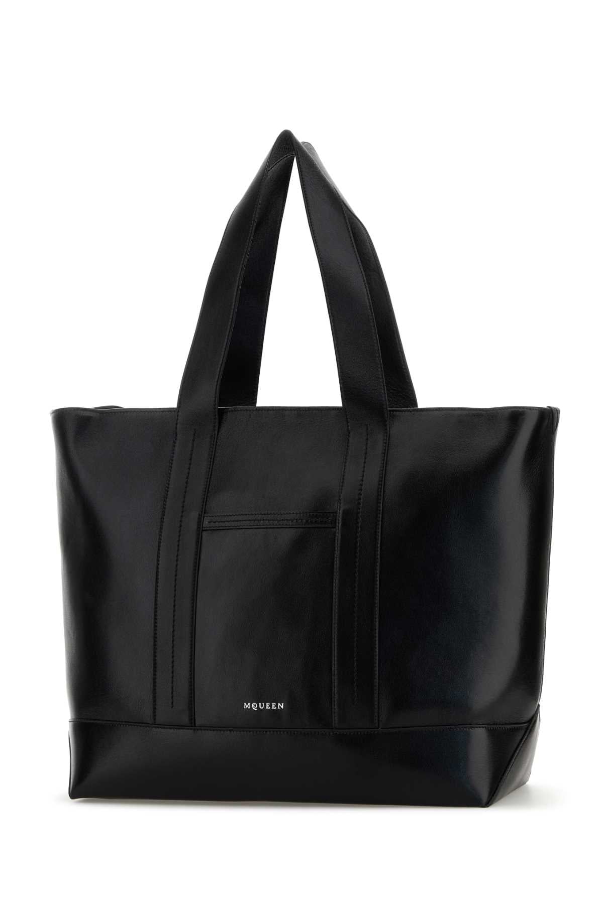 ALEXANDER MCQUEEN Alexander Mcqueen Men Black Leather Shopping Bag