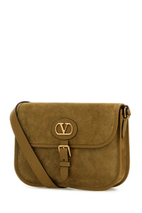 Valentino Garavani Men Beige Suede Antibes Crossbody Bag