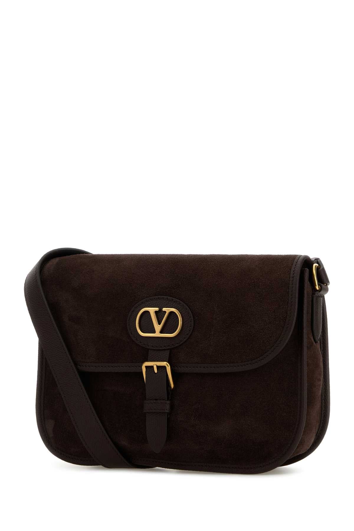 Valentino Garavani Men Brown Suede Antibes Crossbody Bag