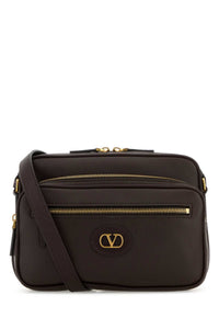 Valentino Garavani Men Dark Brown Leather Antibes Crossbody Bag