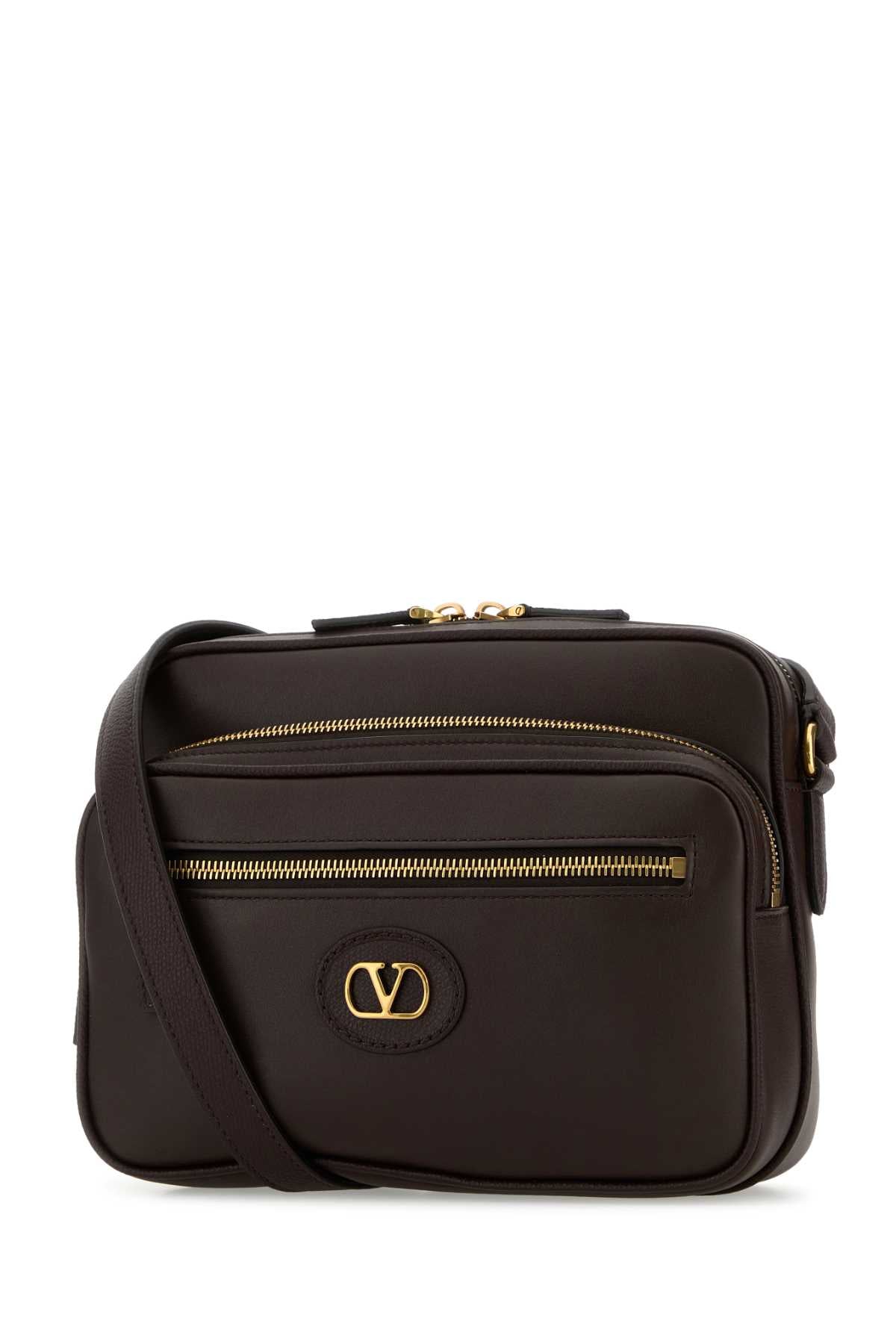 Valentino Garavani Men Dark Brown Leather Antibes Crossbody Bag