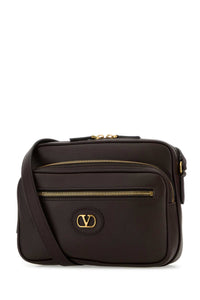 Valentino Garavani Men Dark Brown Leather Antibes Crossbody Bag