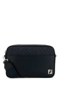 Fendi Men Midnight Blue Leather Camera Case Crossbody Bag