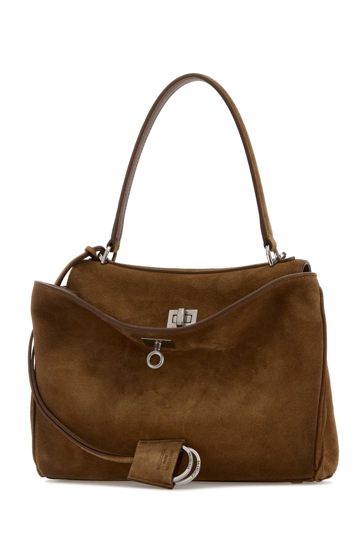 BALENCIAGA Balenciaga Women Camel Suede Small Rodeo Handbag