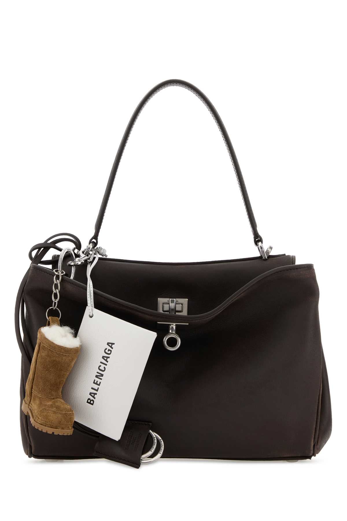Balenciaga Women Dark Brown Leather Small Rodeo Handbag