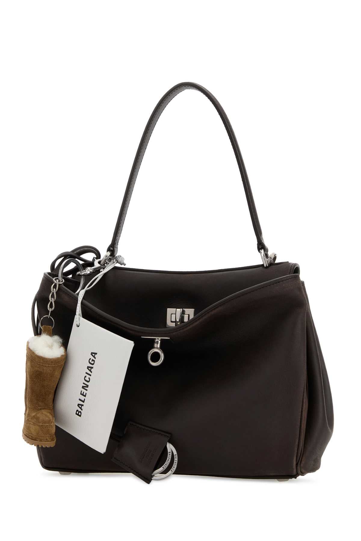Balenciaga Women Dark Brown Leather Small Rodeo Handbag