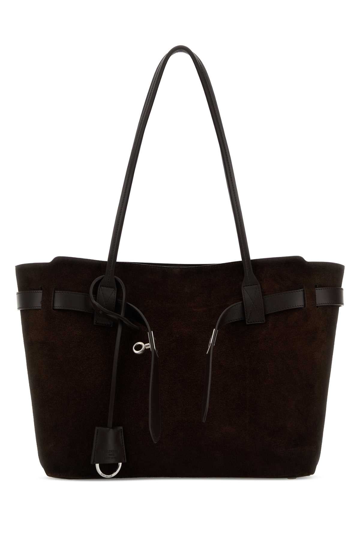 BALENCIAGA Balenciaga Women Dark Brown Suede Medium Bel Air Shopping Bag