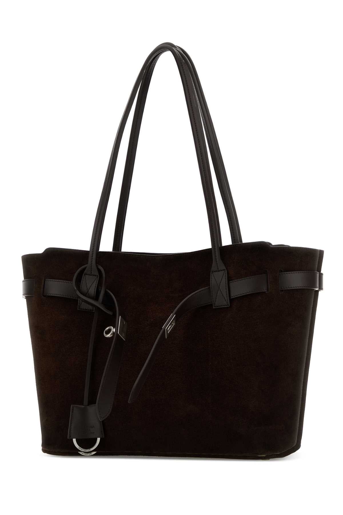 BALENCIAGA Balenciaga Women Dark Brown Suede Medium Bel Air Shopping Bag