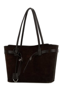 BALENCIAGA Balenciaga Women Dark Brown Suede Medium Bel Air Shopping Bag