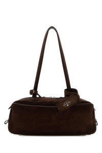 BALENCIAGA Balenciaga Women Dark Brown Suede Small Carrie Shoulder Bag