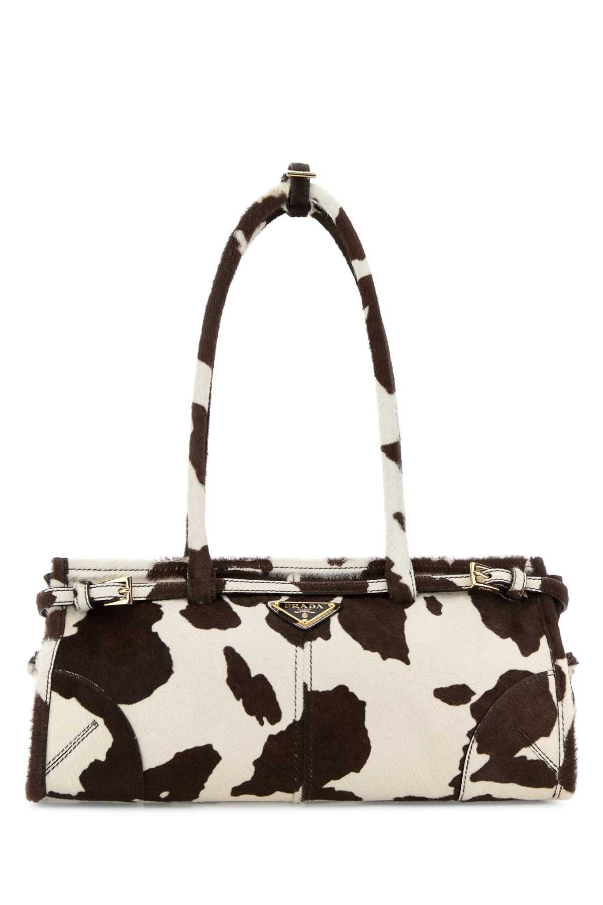 Prada Women Printed Calf Hair Bonnie Shoulder Bag