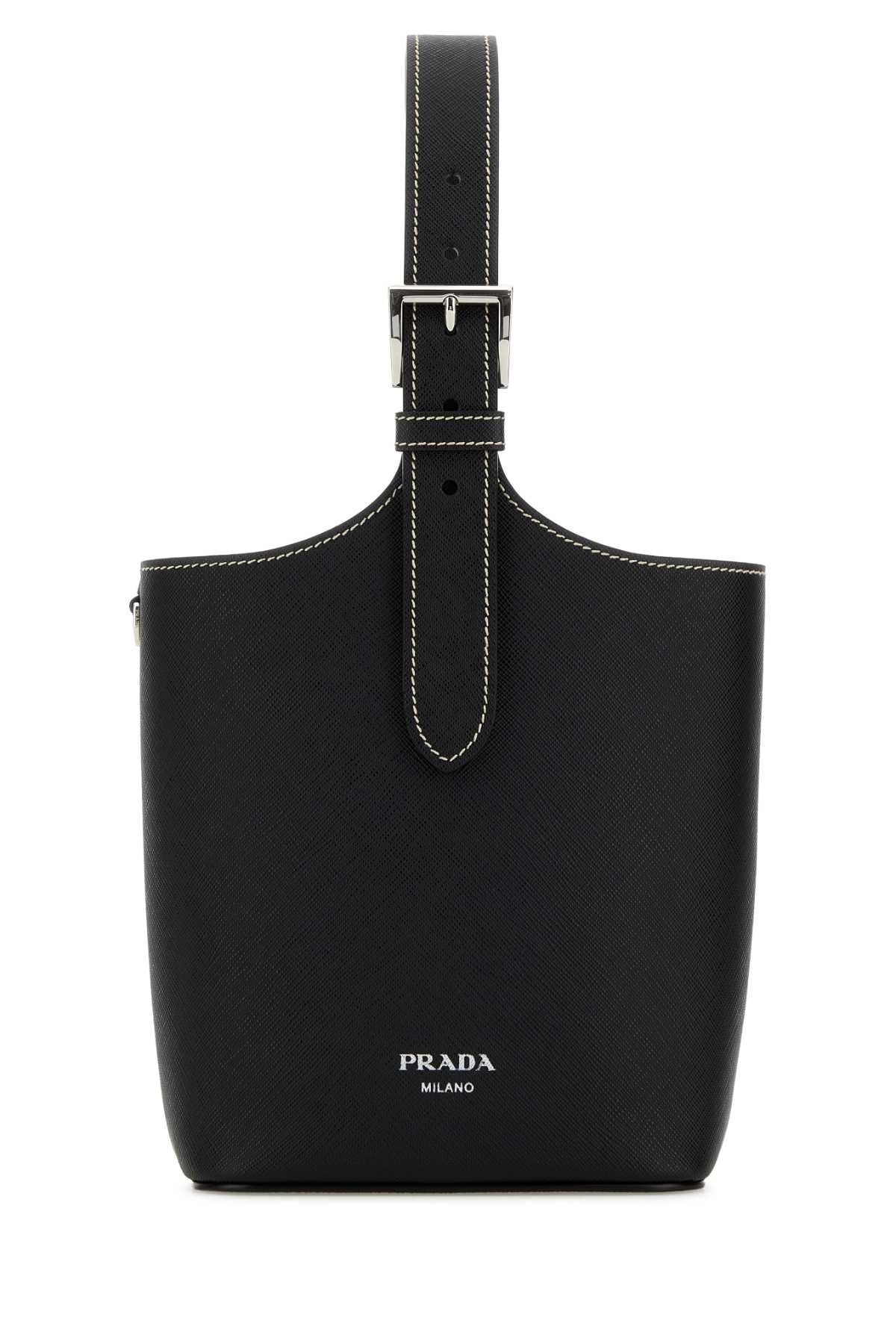 Prada Women Black Leather Shoulder Bag