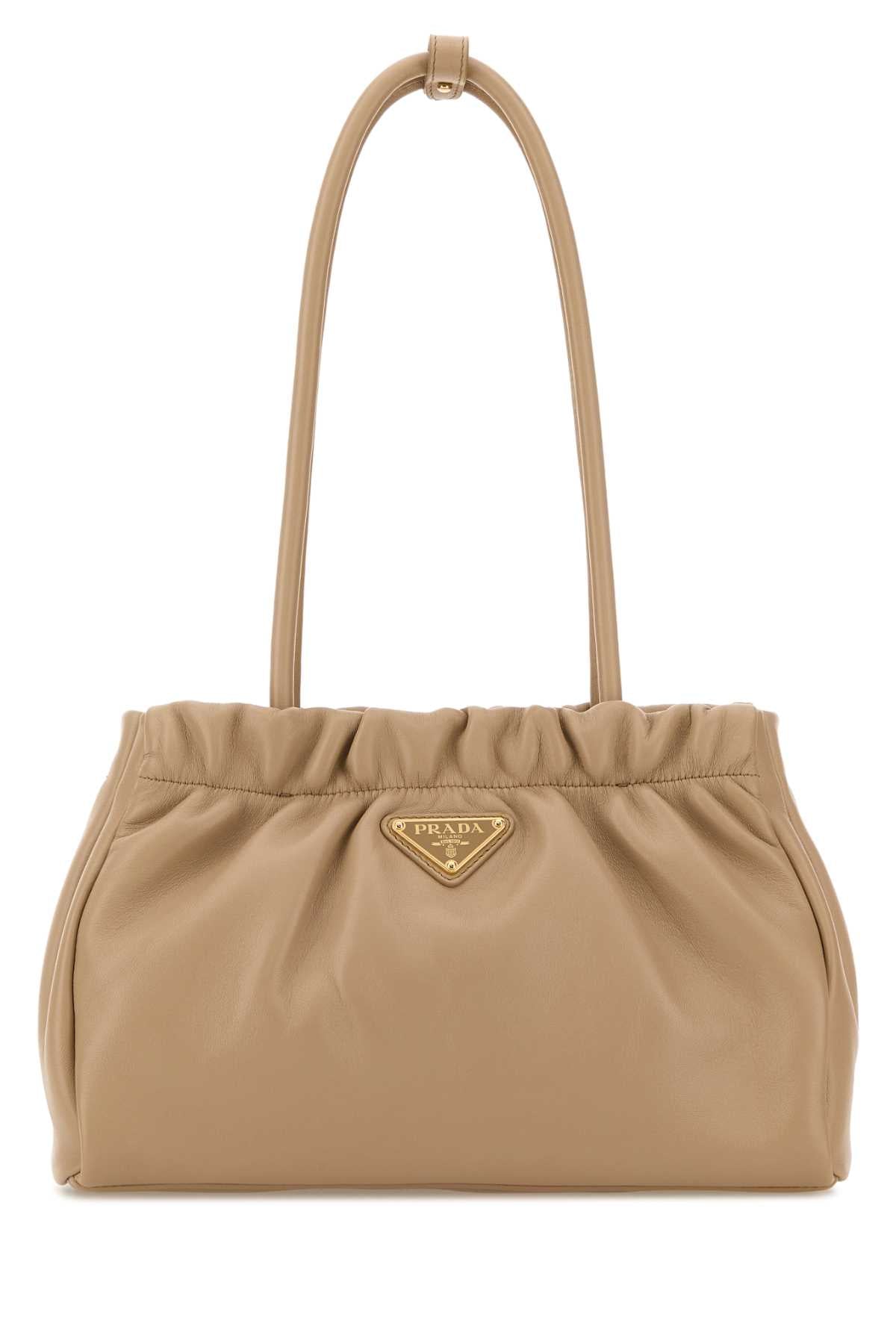 Prada Women Beige Nappa Leather Shoulder Bag