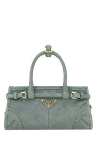 Prada Women Sea Green Suede Mini Prada Bonnie Handbag